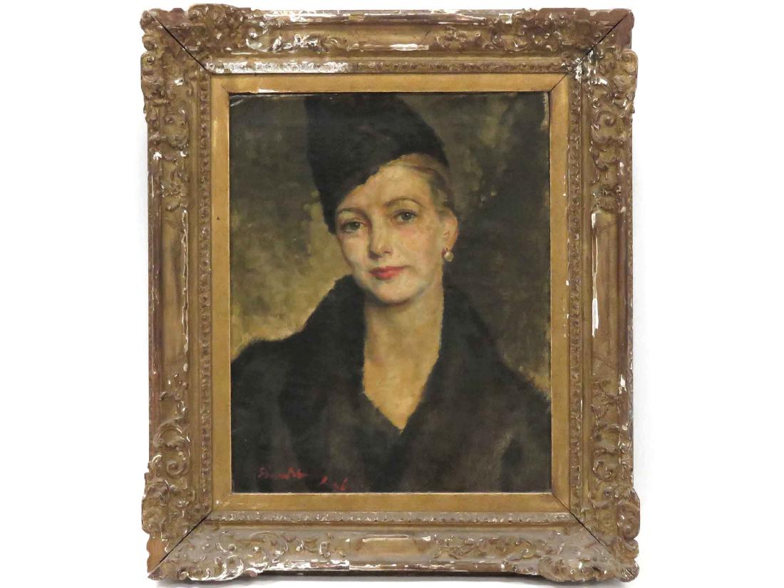 SIMON ELOISE (AMERICAN 20TH CENTURY), OIL ON CANVAS,: SIMON ELOISE (AMERICAN 20TH CENTURY), OIL ON CANVAS, PORTRAIT OF MRS. JANE KENDALL MASON, SIGNED '36. 20 X 16"; FRAMED 28 X 24" PROVENANCE: ESTATE OF MRS. JANE KENDALL MASON