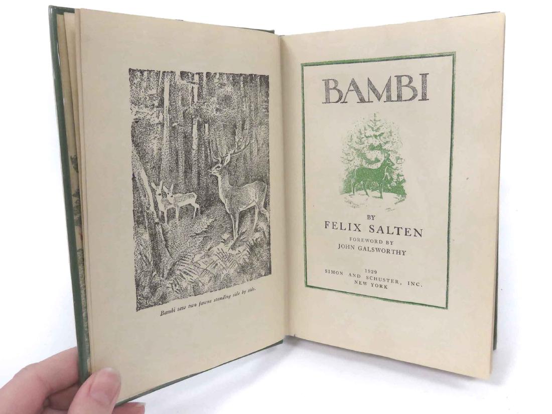 VOLUME-BAMBI, A LIFE IN THE WOODS, FELIX SALTEN/JOHN: VOLUME-BAMBI, A LIFE IN THE WOODS, FELIX SALTEN/JOHN GALLSWORTHY, SIMON & SCHUSTER, 1ST ED 1929, ILLUSTRATIONS BY KURT WIESE
