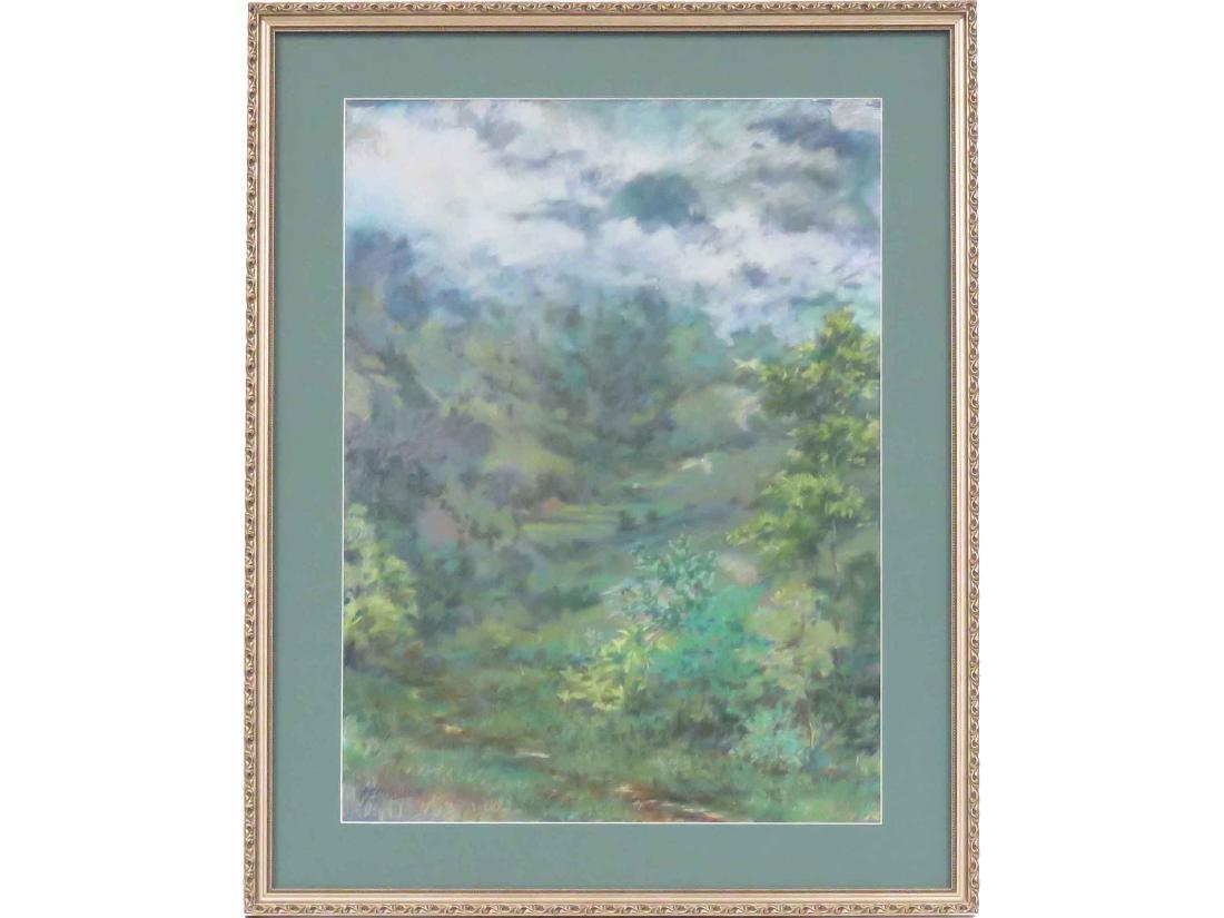 GUY T. HEMBLING (AMERICAN 1950-), PASTEL, VERDANT: GUY T. HEMBLING (AMERICAN 1950-), PASTEL, VERDANT LANDSCAPE, SIGNED. SIGHT 29 X 21"; FRAMED & GLAZED-36 X 28"