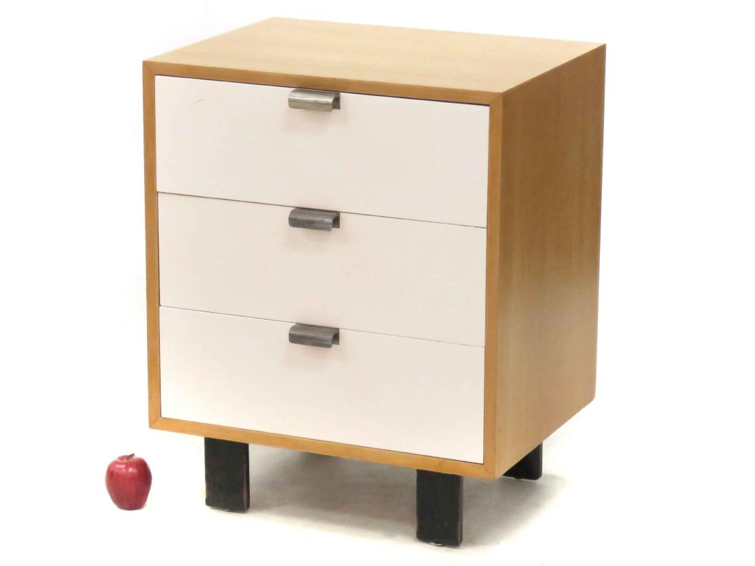GEORGE NELSON FOR HERMAN MILLER, ZEELAND MICHIGAN,: GEORGE NELSON FOR HERMAN MILLER, ZEELAND MICHIGAN, 3-DRAWER CHEST, SIGNED. HEIGHT 30"; WIDTH 24"