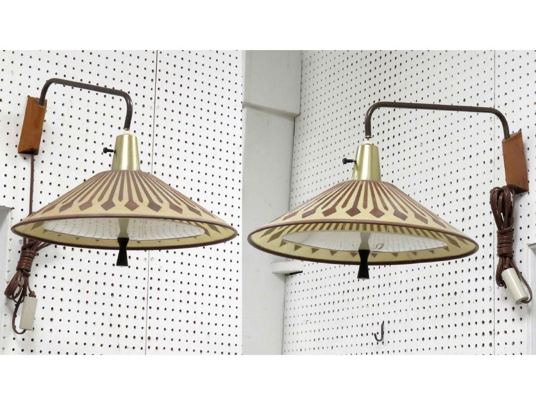 PAIR MID-CENTURY MODERN WALL MOUNTED LAMPS. DIAMETER: PAIR MID-CENTURY MODERN WALL MOUNTED LAMPS. DIAMETER 18"
