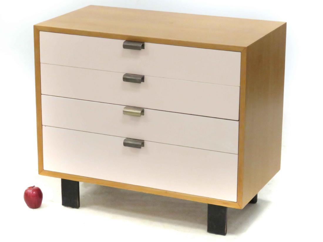 GEORGE NELSON FOR HERMAN MILLER, ZEELAND MICHIGAN,: GEORGE NELSON FOR HERMAN MILLER, ZEELAND MICHIGAN, 4-DRAWER CHEST, SIGNED MOD 4606. HEIGHT 30"; WIDTH 34"