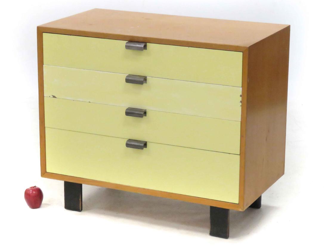 GEORGE NELSON FOR HERMAN MILLER, ZEELAND MICHIGAN,: GEORGE NELSON FOR HERMAN MILLER, ZEELAND MICHIGAN, 4-DRAWER CHEST, SIGNED, MOD 4606. HEIGHT 30"; WIDTH 34"