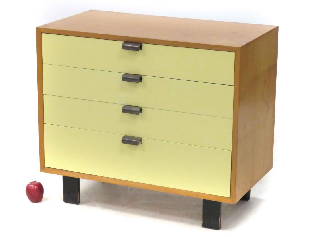 GEORGE NELSON FOR HERMAN MILLER, ZEELAND MICHIGAN,: GEORGE NELSON FOR HERMAN MILLER, ZEELAND MICHIGAN, 4-DRAWER CHEST, SIGNED MOD 4606. HEIGHT 30"; WIDTH 34"