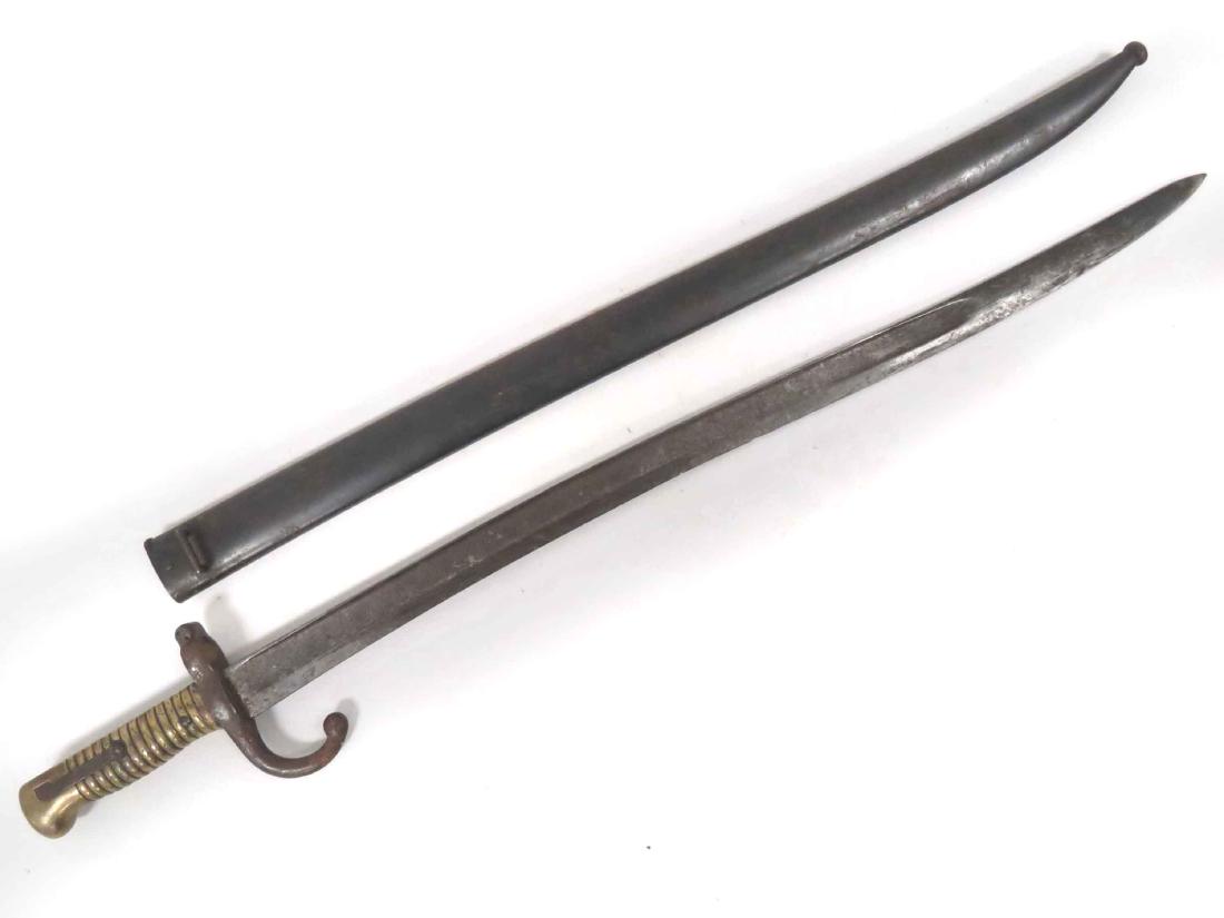 FRENCH CHASSEPOT ST. ETIENNE 1873 SWORD BAYONET WITH: FRENCH CHASSEPOT ST. ETIENNE 1873 SWORD BAYONET WITH SCABBARD