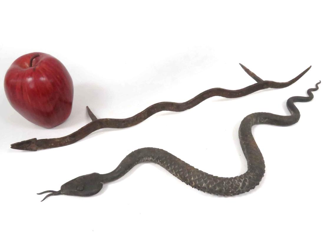 LOT (2) WROUGHT IRON SNAKES. LENGTH 16": LOT (2) WROUGHT IRON SNAKES. LENGTH 16"