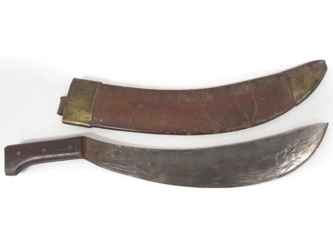 VINTAGE COLLINS & CO, HARTFORD, CT, US ARMY "JUNGLE: VINTAGE COLLINS & CO, HARTFORD, CT, US ARMY "JUNGLE BOLO" KNIFE/SCABBARD #1005, SIGNED C.1890. LENGTH 20 1/4"