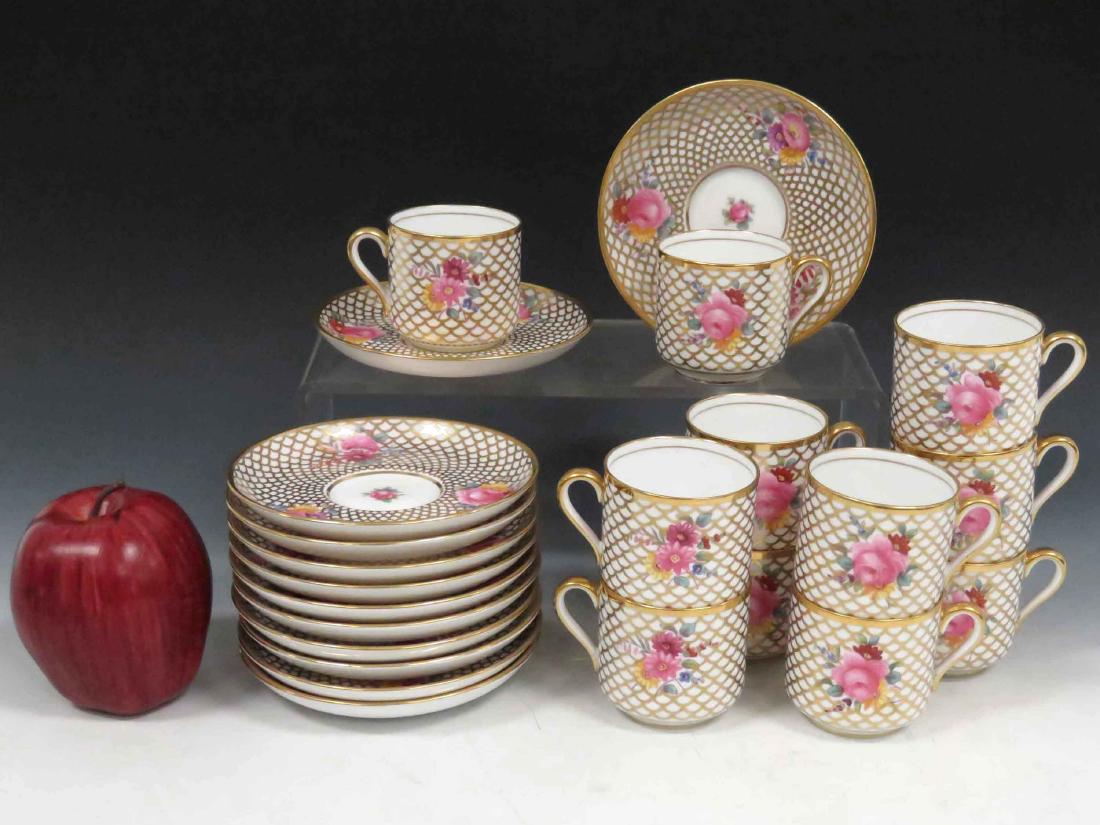 SET (11) SPODE/COPELAND'S CHINA GILT & DECORATED: SET (11) SPODE/COPELAND'S CHINA GILT & DECORATED CUPS/SAUCER FOR TIFFANY & CO