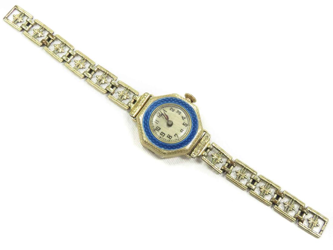 VINTAGE BLANCPAIN 15-JEWEL MECHANICAL LADY'S OCTAGONAL: VINTAGE BLANCPAIN 15-JEWEL MECHANICAL LADY'S OCTAGONAL WRISTWATCH WITH 14K/ENAMEL CASE. 21MM