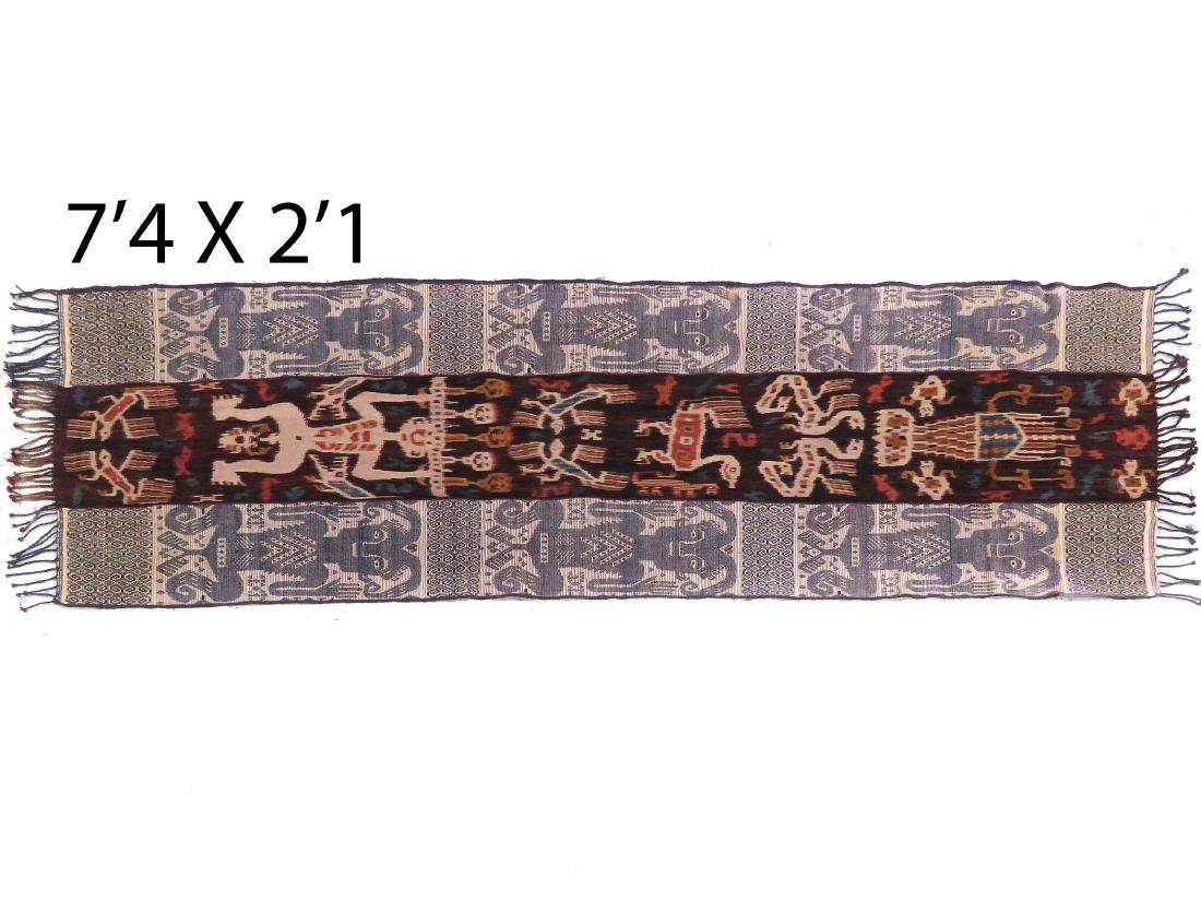VINTAGE INDONESIAN IKAT WOVEN PANEL. 88 X 25": VINTAGE INDONESIAN IKAT WOVEN PANEL. 88 X 25"