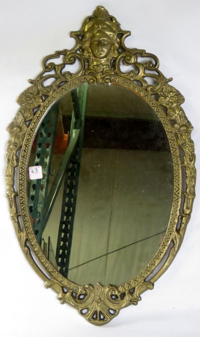 CLASSICAL STYLE BRASS FRAMED MIRROR PLATE. 25 X 15" (1 of 1)