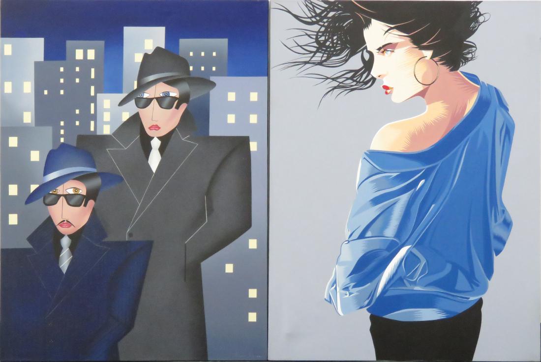 CONTINENTAL SCHOOL (20TH CENTURY), LOT (2) OIL ON: CONTINENTAL SCHOOL (20TH CENTURY), LOT (2) OIL ON CANVAS, SASSY & GOOD FELLAS. 48 X 36"