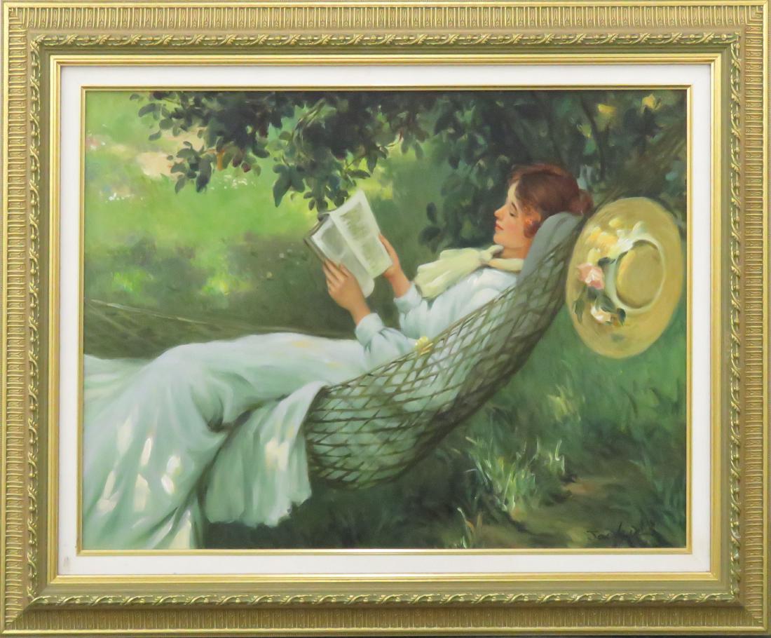 CONTINENTAL SCHOOL (20TH CENTURY), OIL ON CANVAS,: CONTINENTAL SCHOOL (20TH CENTURY), OIL ON CANVAS, SUMMER DAY, SIGNED. 23 X 32"; FRAMED 32 X 41"