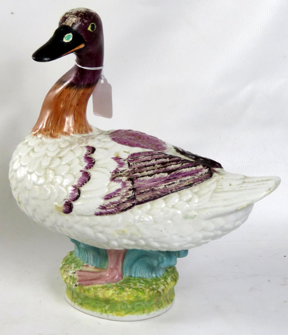 MOTTAHEDEH DECORATED PORCELAIN DUCK, SIGNED. HEIGHT 12"; (1 of 1)