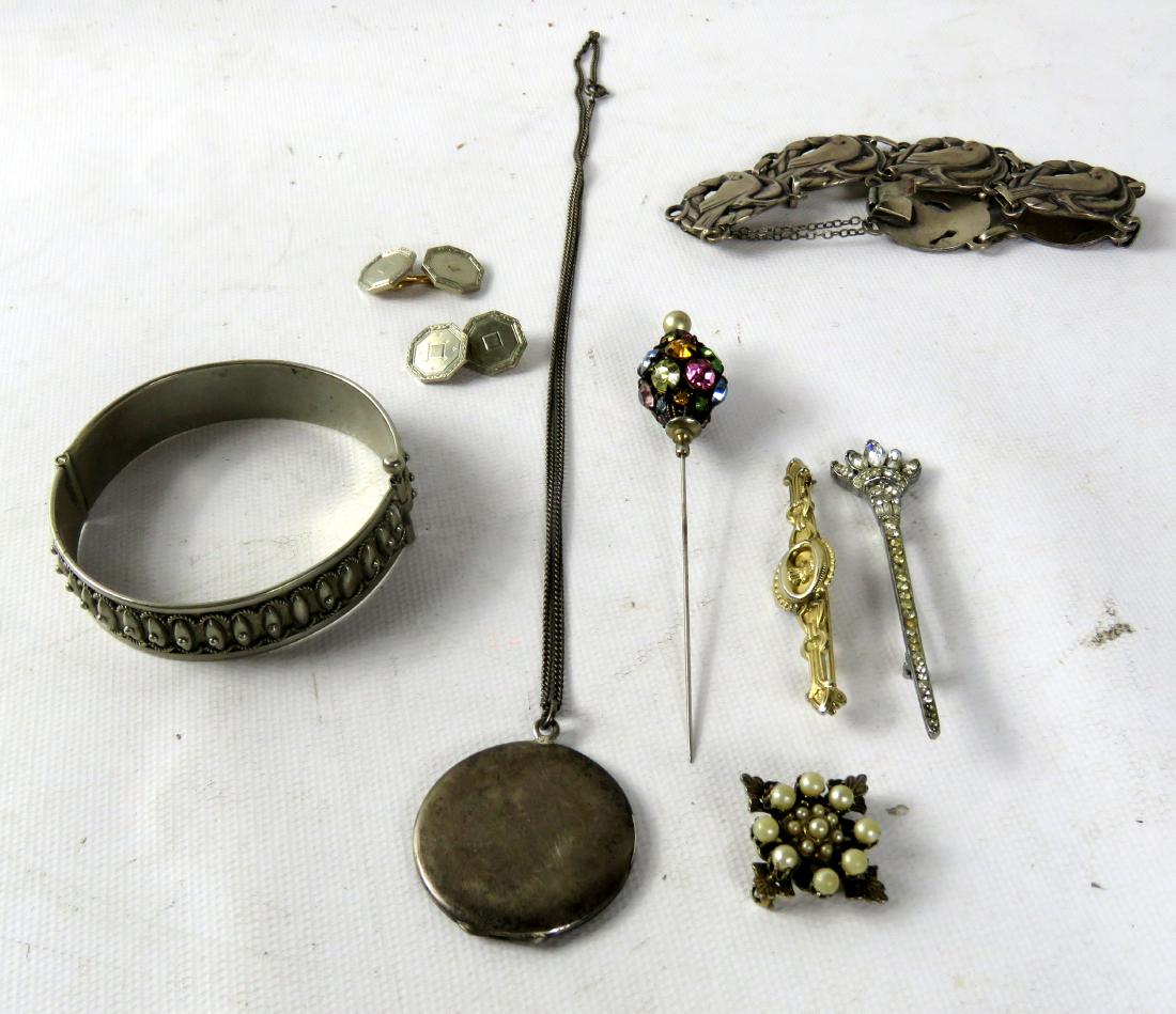 LOT ASSORTED JEWELRY INCLUDING STERLING DANISH BRACELET (1 of 2)