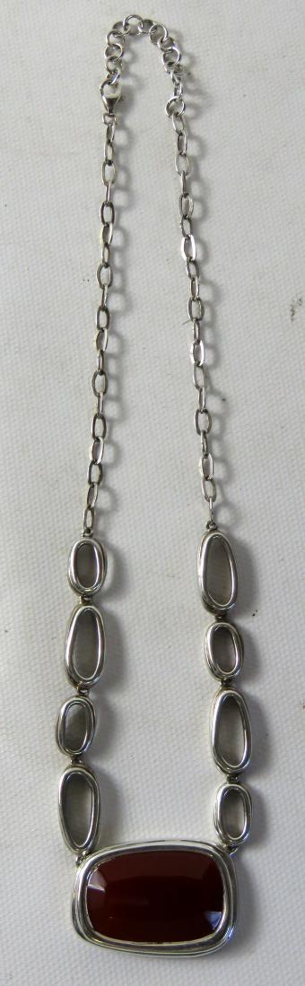 STERLING & CARNELIAN CHAIN LINK NECKLACE. GROSS WEIGHT: STERLING & CARNELIAN CHAIN LINK NECKLACE. GROSS WEIGHT 1.08 OZT