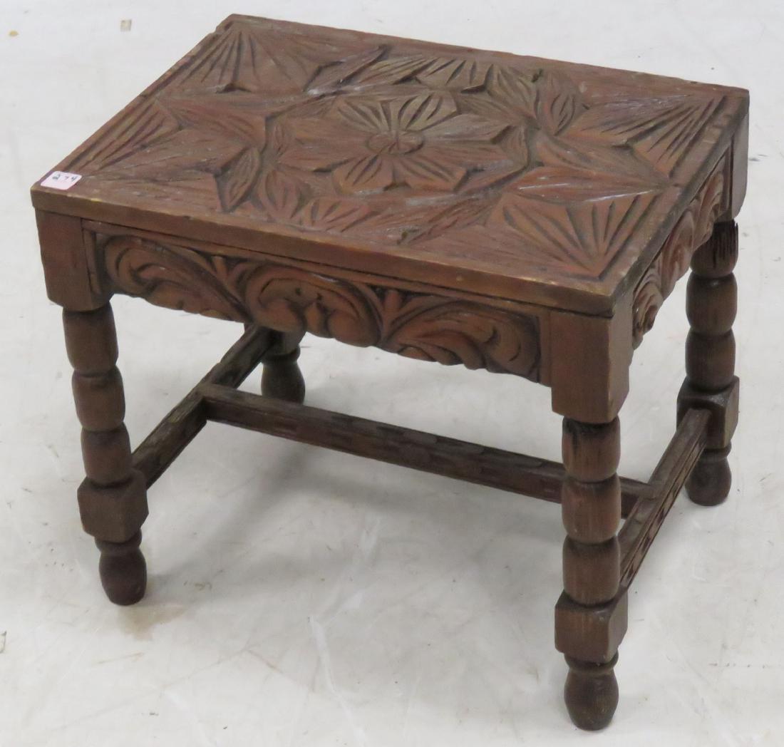 MEXICAN CARVED PINE LOW TABLE. HEIGHT 17"; TOP 13 1/2 X (1 of 1)