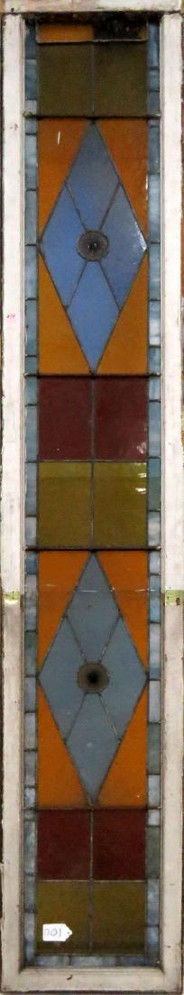VICTORIAN STAINED GLASS WINDOW PANEL. HEIGHT 100"; (1 of 1)
