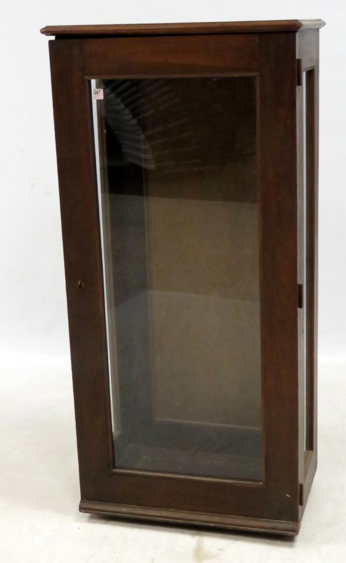 VINTAGE WALNUT SINGLE DOOR DISPLAY CABINET. HEIGHT 53"; (1 of 1)