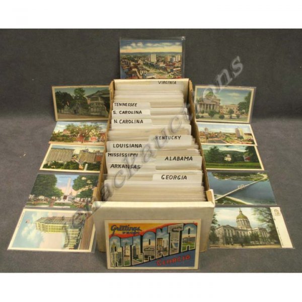 BOX ASSORTED VINTAGE POSTCARDS (APPROXIMATELY 625