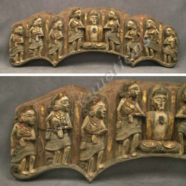 THAI CARVED AND GILT RELIEF PANEL OF BUDDHA