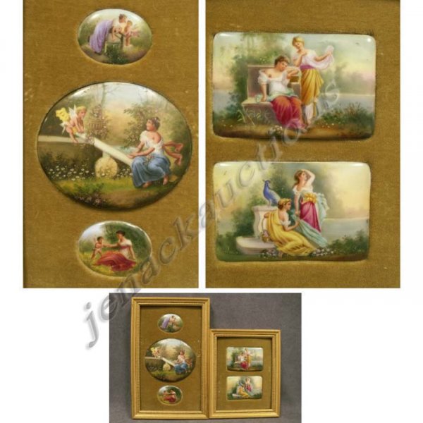 LOT (5) HAND PAINTED PORCELAIN PLAQUES