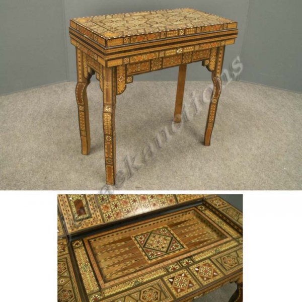 FINE PERSIAN LEVANTINE INLAID GAME TABLE