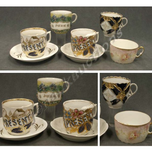 LOT (5) VICTORIAN PORCELAIN MUSTACHE CUPS