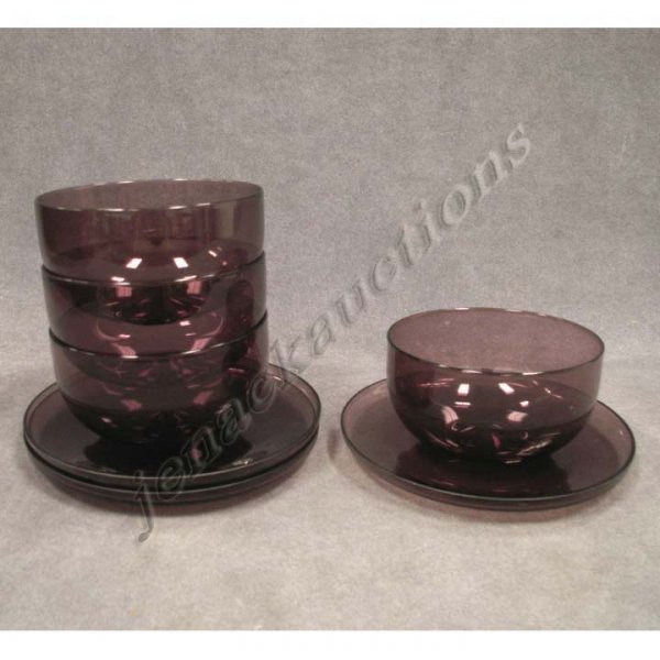 LOT (7) AMETHYST BLOWN GLASS BOWLS/UNDERPLATES