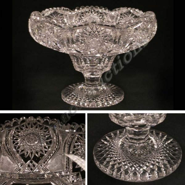 BRILLIANT CUT GLASS PEDESTAL CENTER BOWL