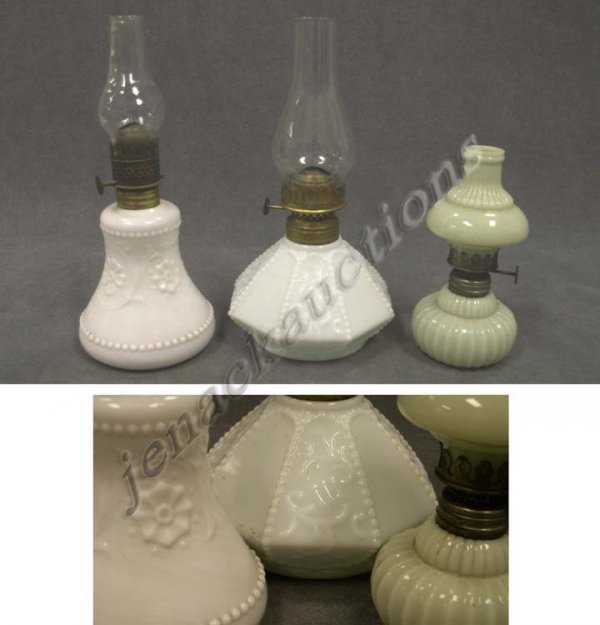 LOT (3) VICTORIAN MINIATURE OIL LAMPS