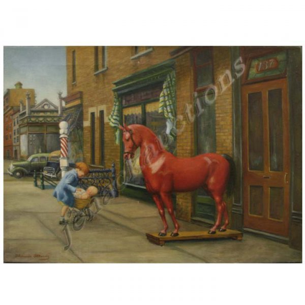 OIL ON CANVAS, RED HORSE, SIGNED THOMAS ATTARDI