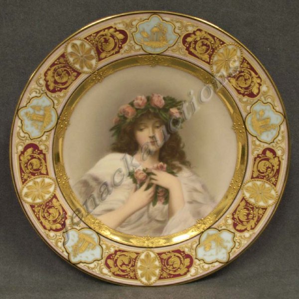 FINE DECORATED ROYAL VIENNA PORTRAIT PLATE, ROSEN