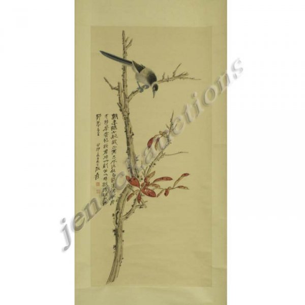 CHINESE WATERCOLOR SCROLL PAINTING ON PAPER