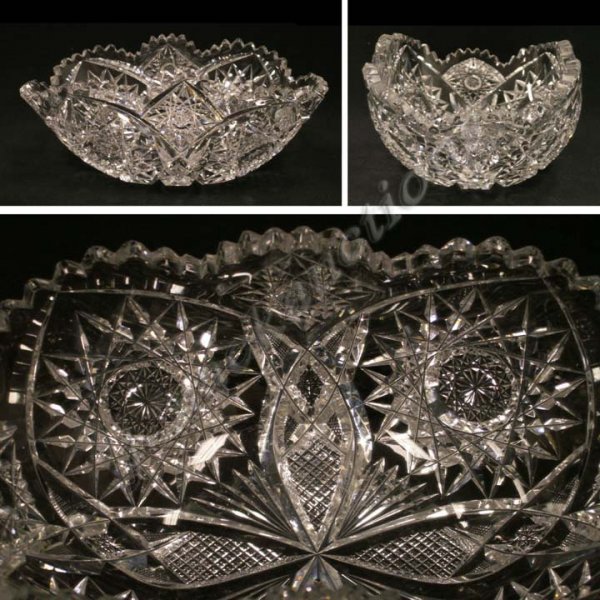 BRILLIANT CUT GLASS SHAPED BOWL