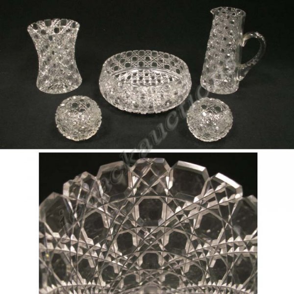 LOT (5) PIECES DAISY & BUTTON BRILLIANT CUT GLASS