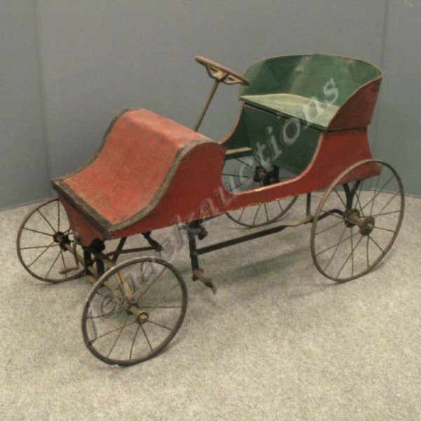 VINTAGE METAL PAINTED WOOD PEDAL CAR