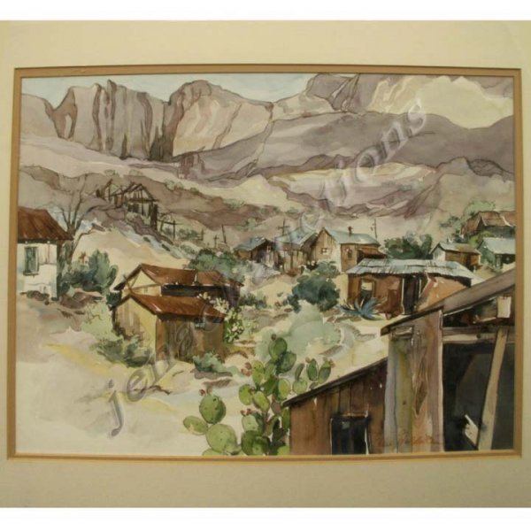 WATERCOLOR, ARIZONA GHOST TOWN, ELSIE GOLDSTEIN