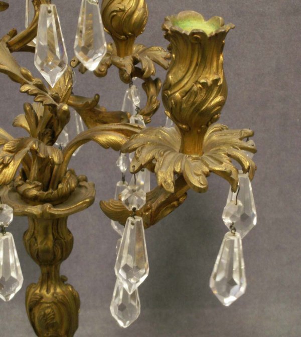 PAIR FRENCH GILT BRONZE 5-ARM CANDELABRA - 2