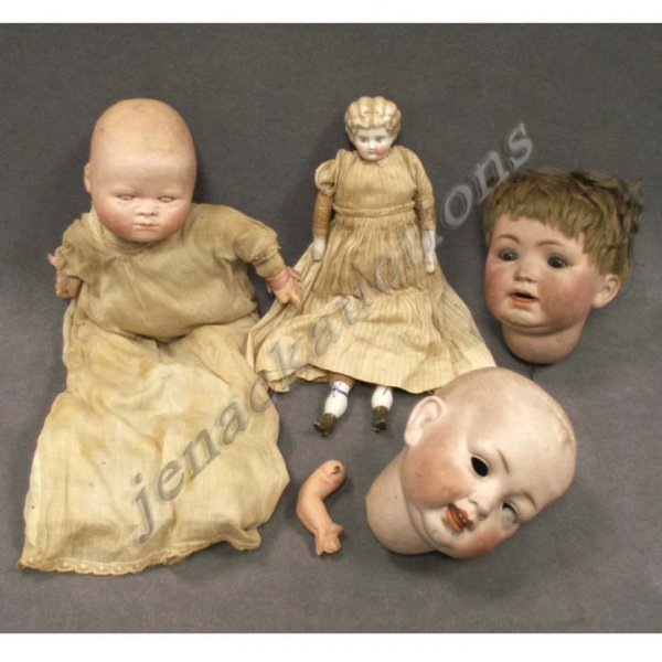 LOT (4) DOLLS INCLUDING BYE-LO BISQUE HEAD BABY