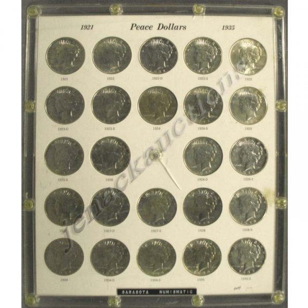 SET (24) PEACE DOLLAR COINS, 1921-1935 S