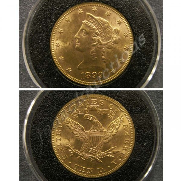 1899 LIBERTY HEAD $10.00 GOLD COIN (MS-60)