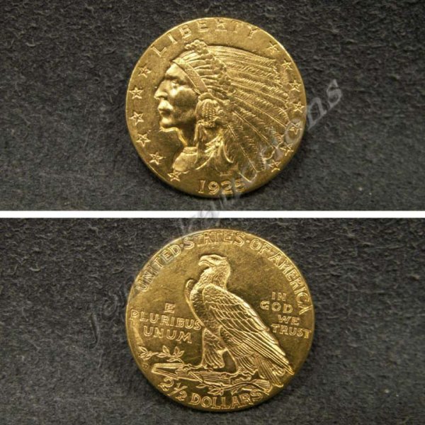 1925-D INDIAN HEAD $2.50 GOLD COIN (AU-55)