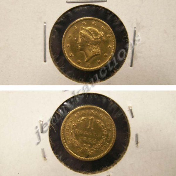 1852 LIBERTY HEAD $1.00 GOLD COIN-TYPE 1 (AU-50)