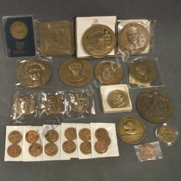 LOT (29) ASSORTED BRONZE MEDALLIONS-VARIOUS SUBJECTS