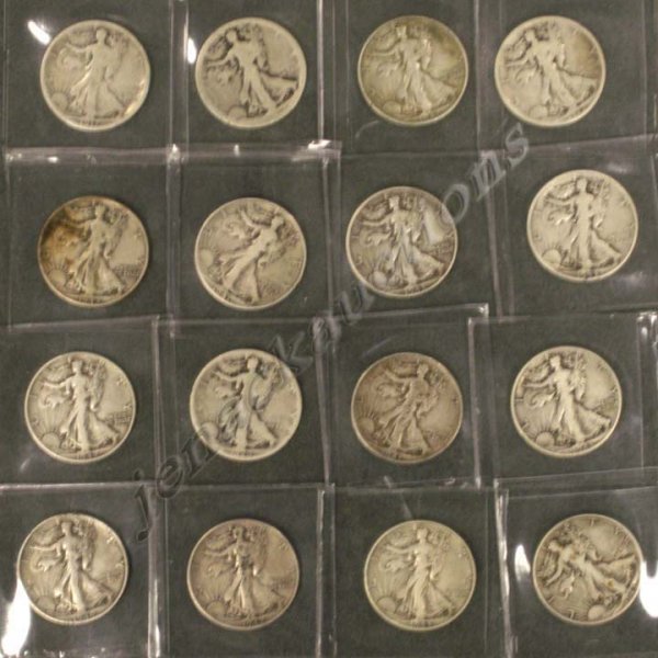 LOT (16) WALKING LIBERTY SILVER HALF DOLLAR COINS