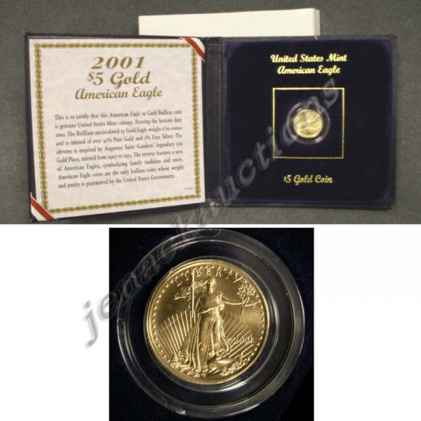 2001 AMERICAN EAGLE FIVE DOLLAR GOLD BULLION COIN