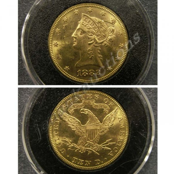 1882 LIBERTY HEAD $10.00 GOLD COIN (MS-60)