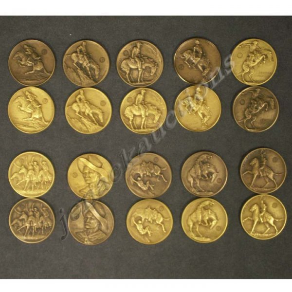 LOT (20) BRONZE MEDALLIONS, WESTERN SCULPTURE