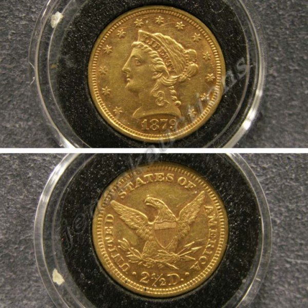 1879 CORONET HEAD $2.50 GOLD COIN (XF-45)